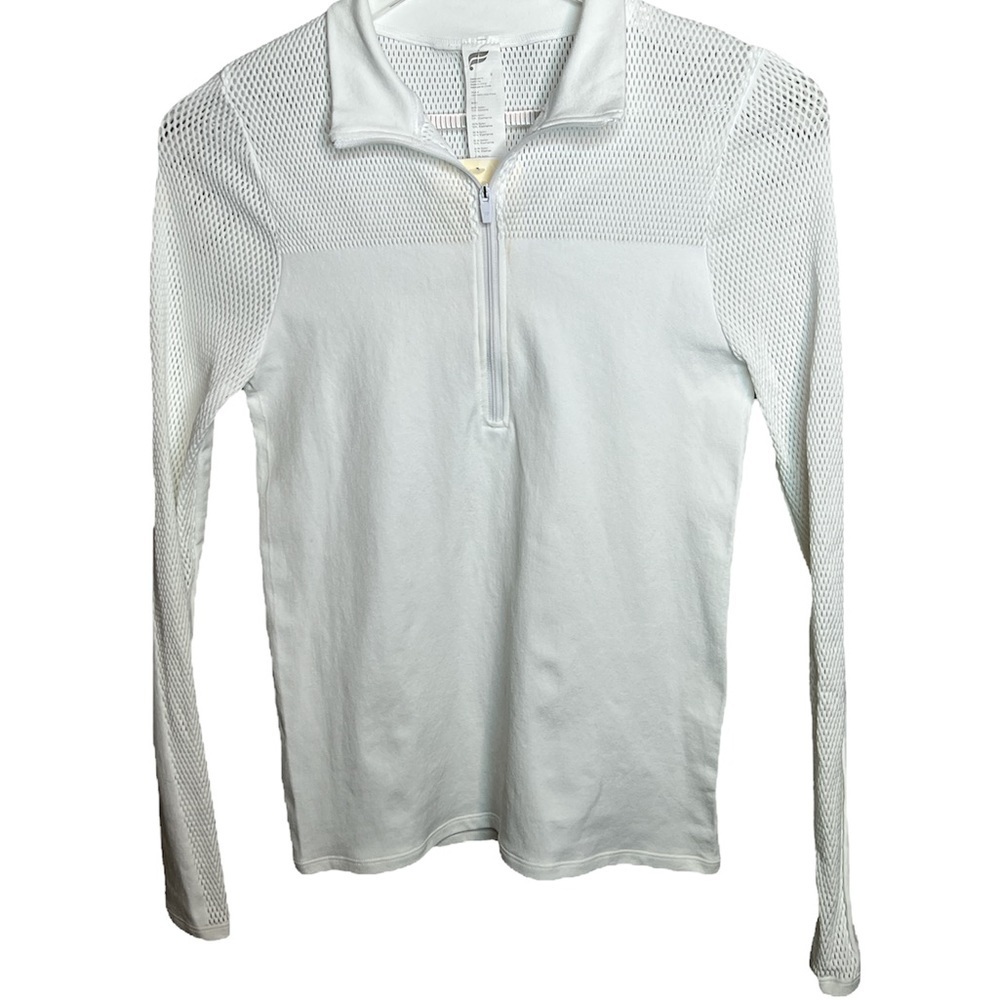 NWT Fabletics White Shalia Scluptknit L/S Top/ Half Zip Jacket